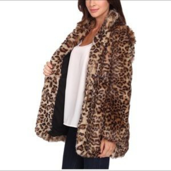 $348 NWT ☆ NYDJ ☆ West End Coat Vicuna CHEETAH Faux Fur Jacket Winter Large - Picture 7 of 7